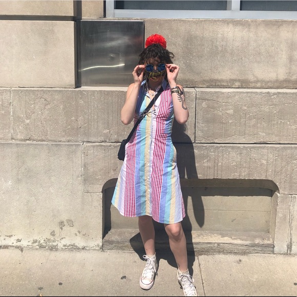 Striped button up multicolour dress - Picture 2 of 2